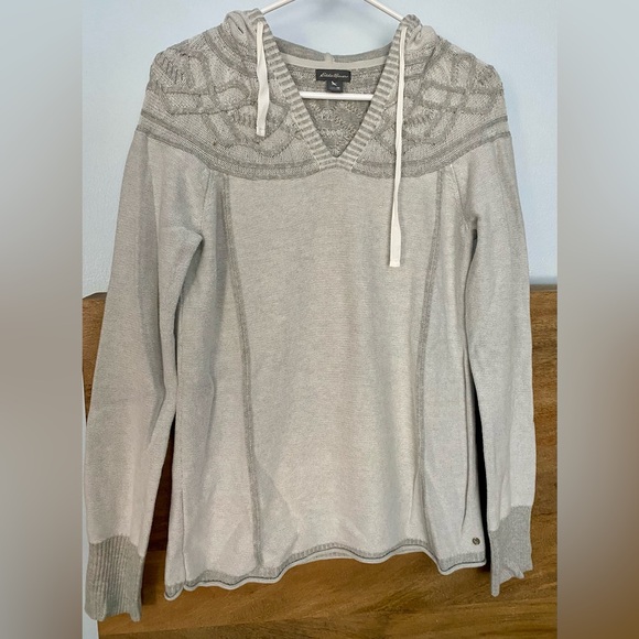 Eddie Bauer Sweaters - Eddie Bauer Heather Gray V-Neck hooded Sweater